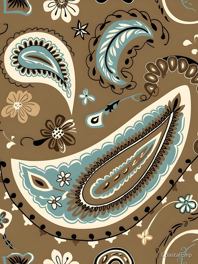 Boho Western Paisley Pattern – Vintage Bandana Cowboy Print by CoastalEmp