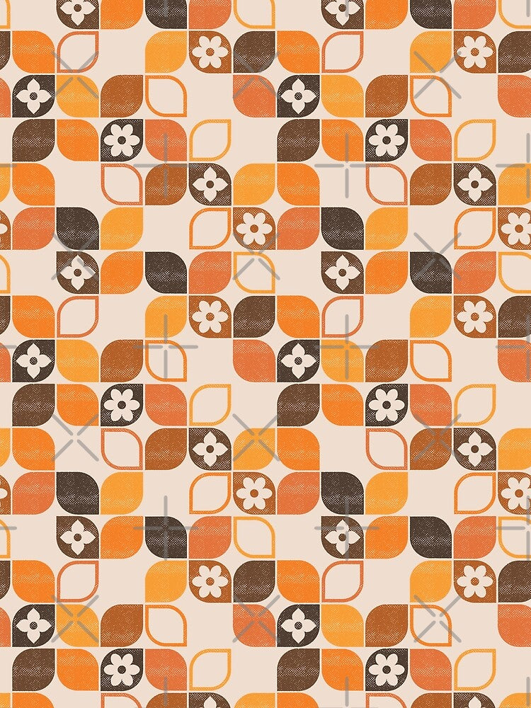 Orange Ombre Retro 70s Flowers by WickedRefined - Nicole Demereckis