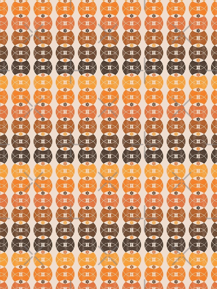 Orange Ombre Retro 70s Circle Flowers by WickedRefined - Nicole Demereckis
