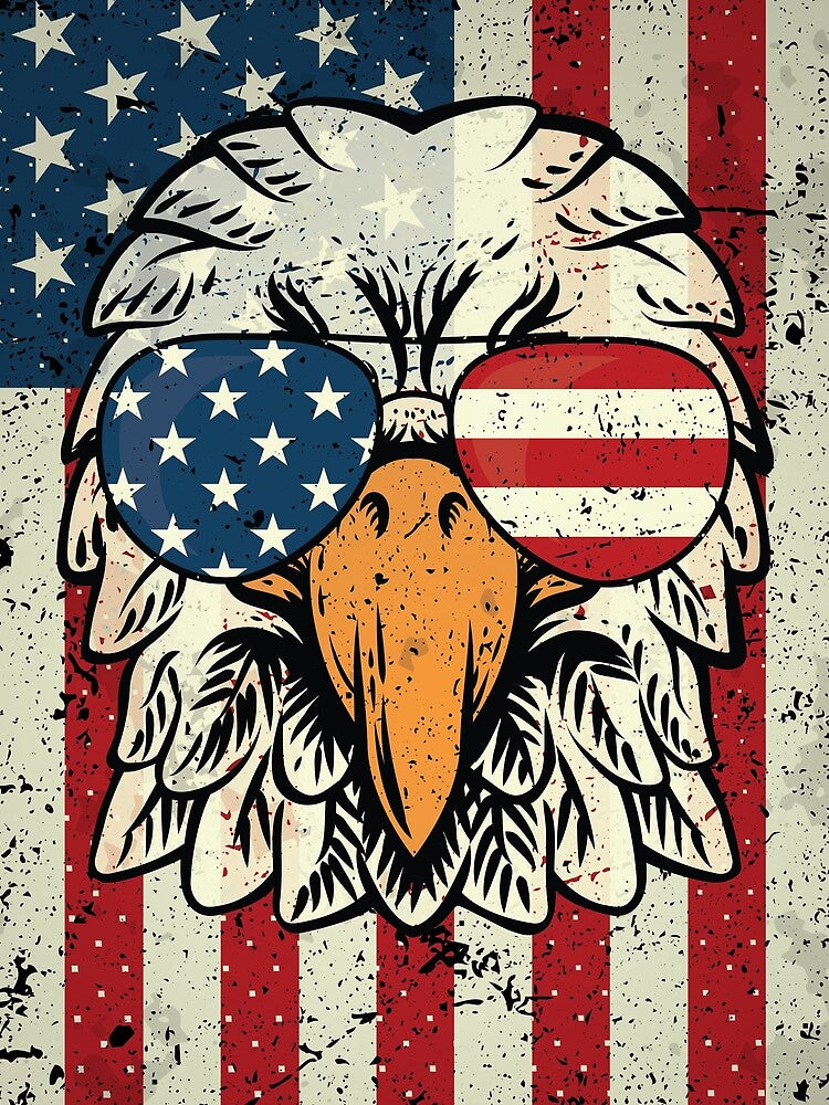 Patriotic American Eagle T-Shirt & Poster | USA Independence Day Wall Art by ThePhattCatAgency