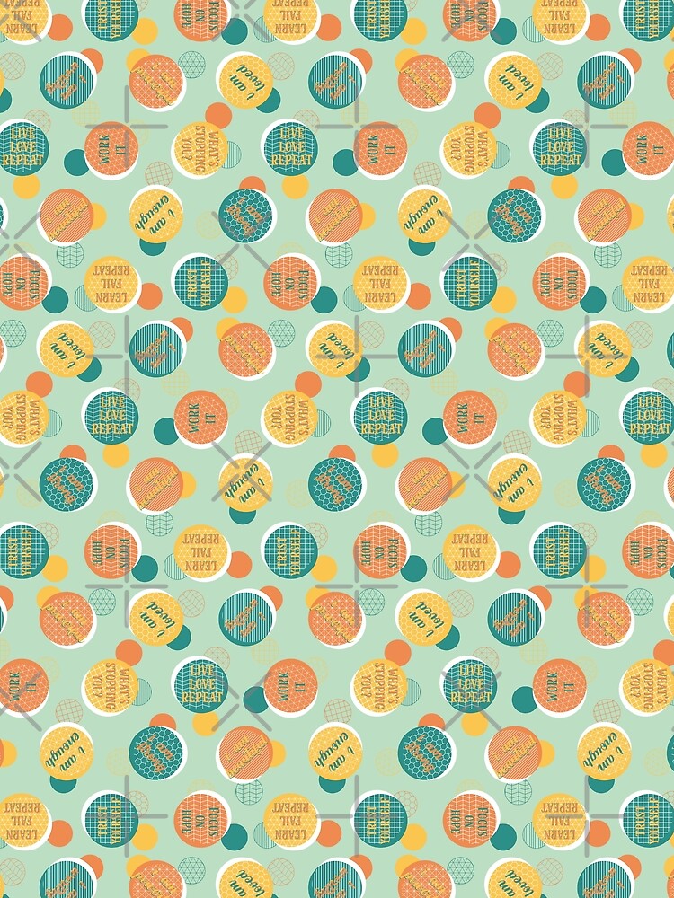 Modern Geometric - Positive Vibes Affirmation Pattern - Mint Teal Yellow Orange by WickedRefined - Nicole Demereckis