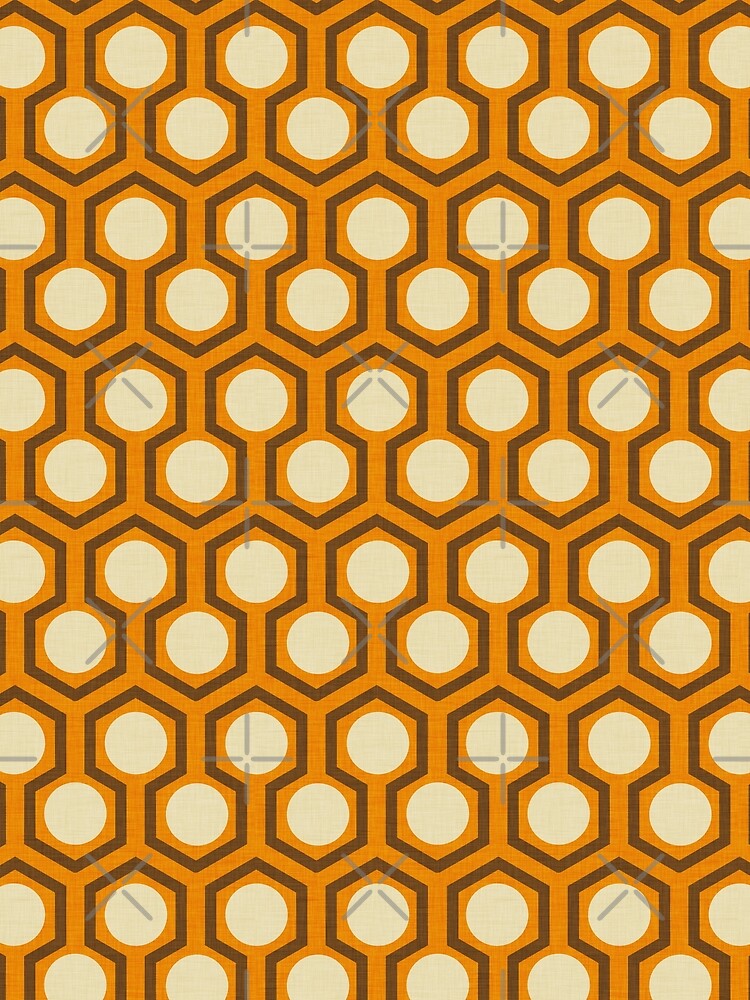 1970s Hex Dot Orange Brown by susycosta