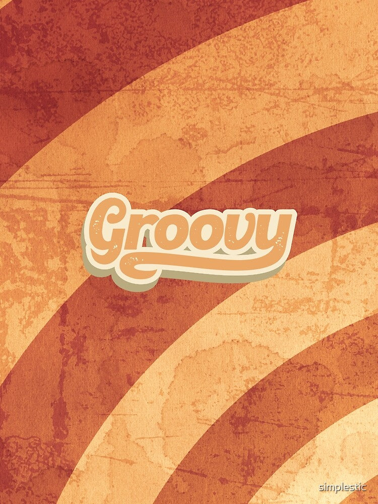 Groovy illustration Retro style orange and peach color art design by simplestic