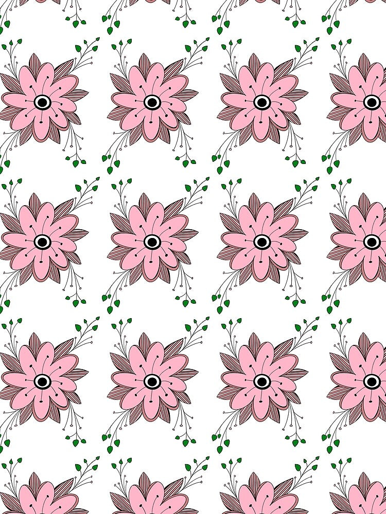 Pink Flower Doodle Art by zanydoodles