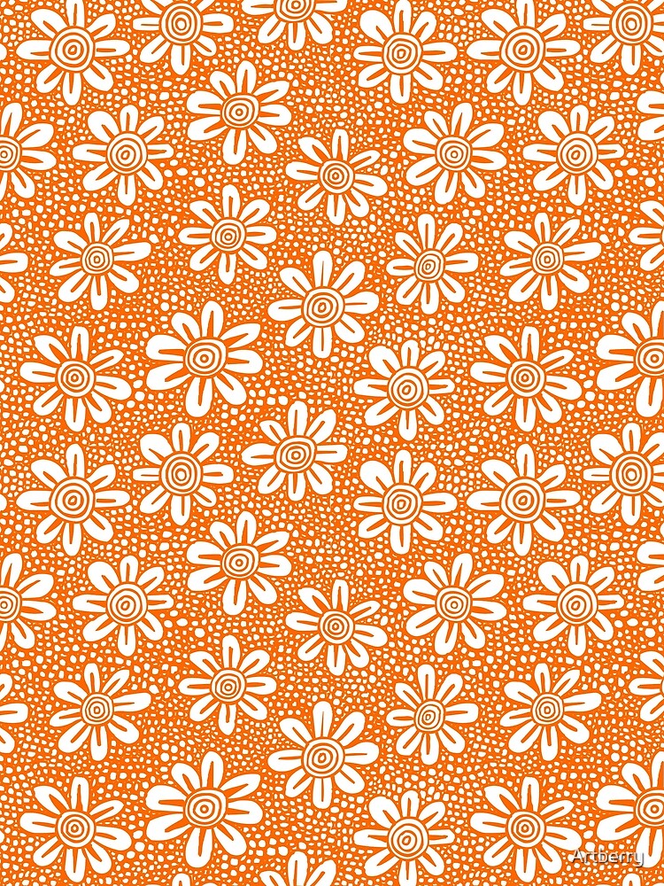 Hand Drawn Flower Pattern 140617 - Orange by Artberry