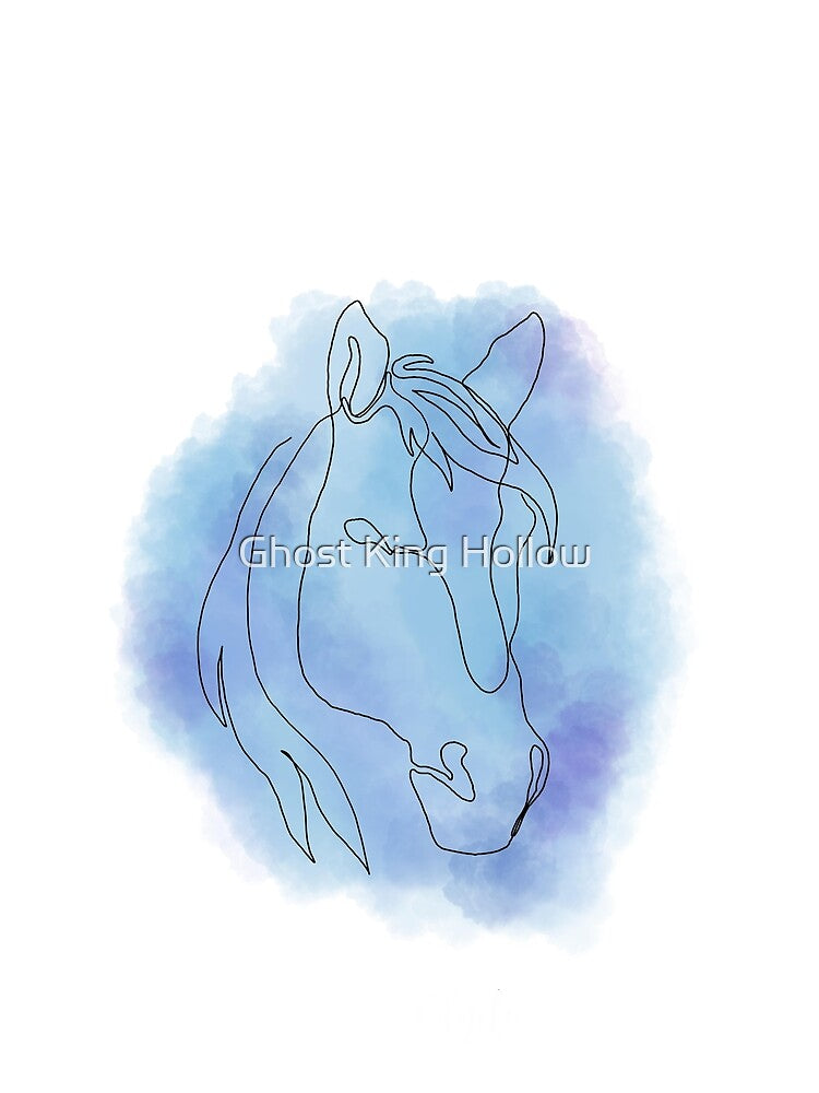Blue Horse Line Art by Ghost King Hollow