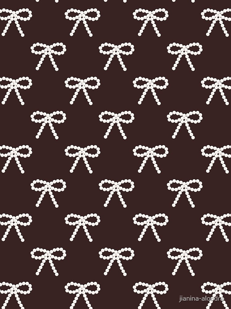 Coquette Pearl Bow Chocolate Brown Pattern by jianina-alondra