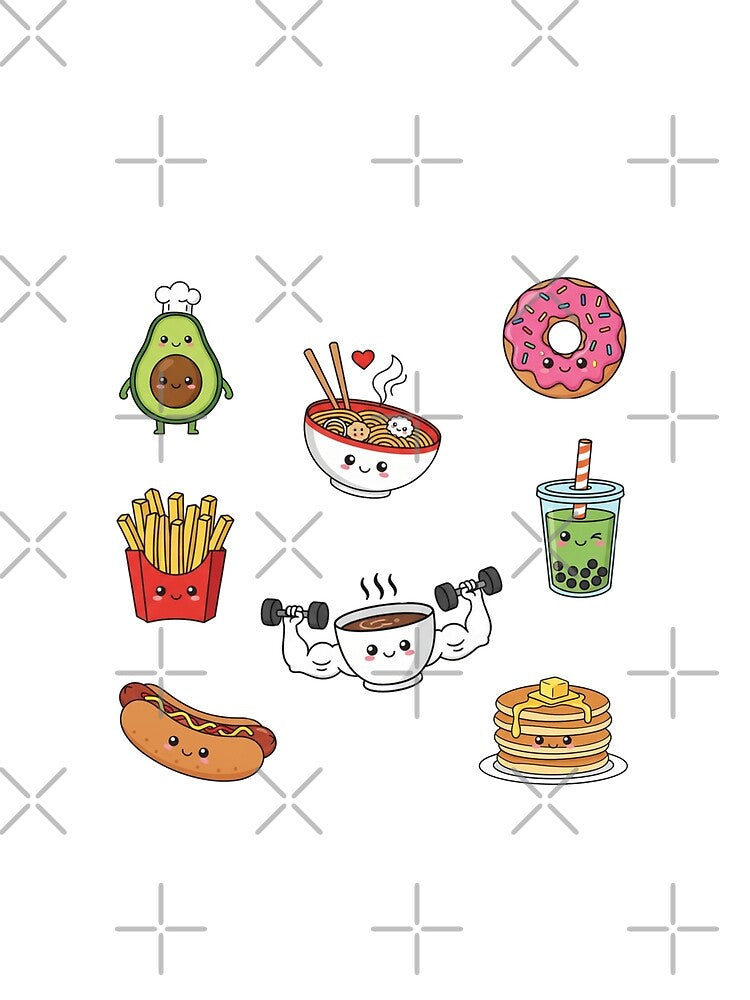 Kawaii Food Sticker Pack – Cute Snacks & Drinks Pattern by MerchYouSearch