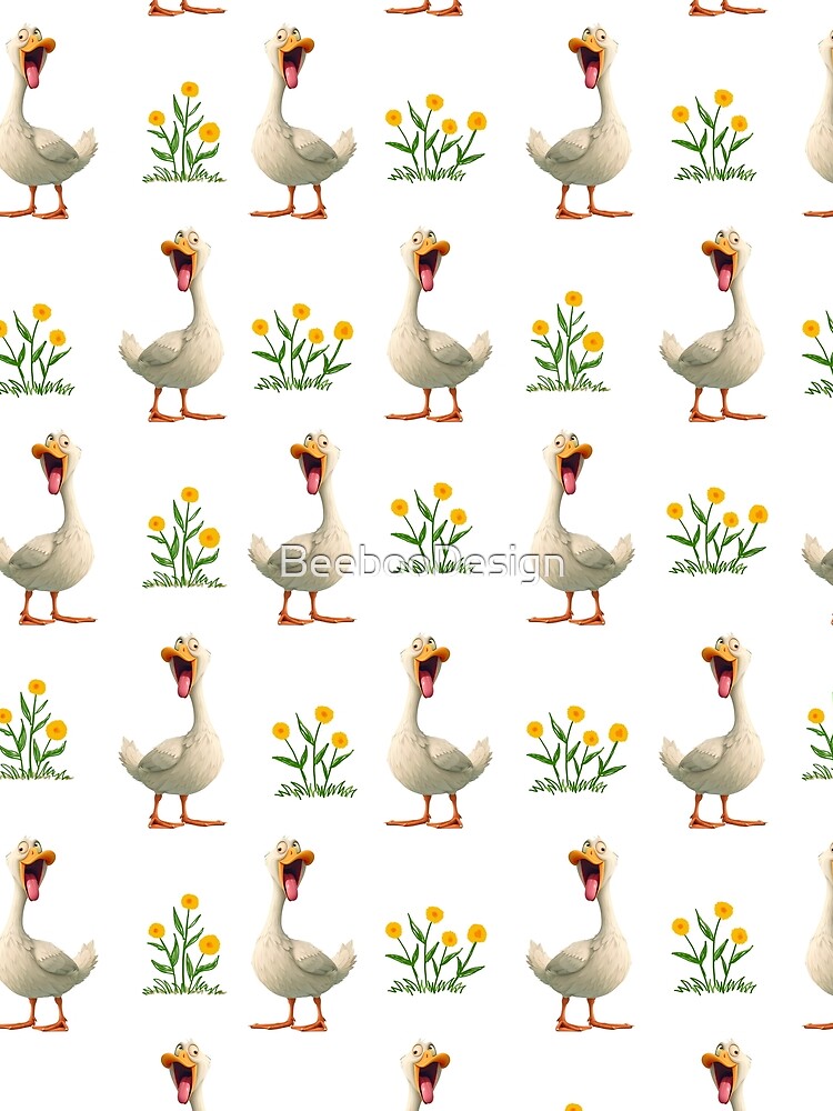 Duck funny pattern white by BeebooDesign