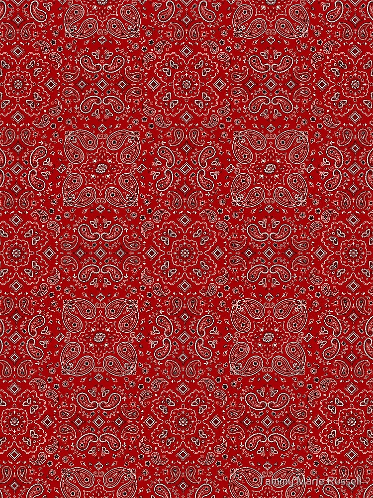 Red Paisley Western Bandana Pattern by Tammy Marie Russell