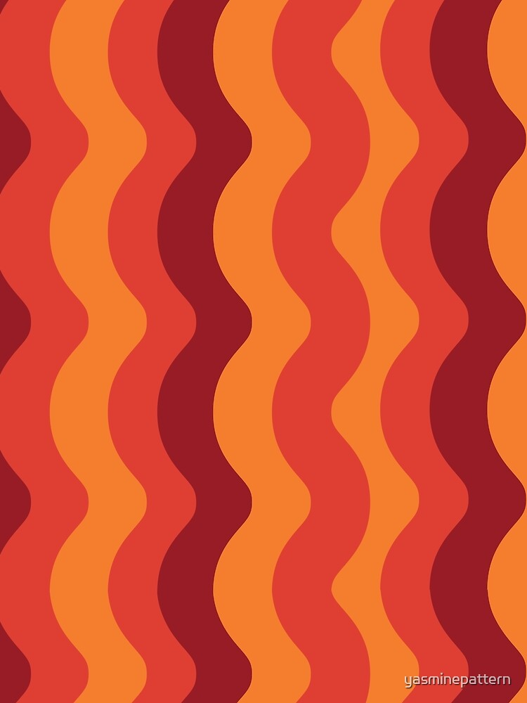 Retro 70s orange and red groovy   waves pattern by Yasminepatterns