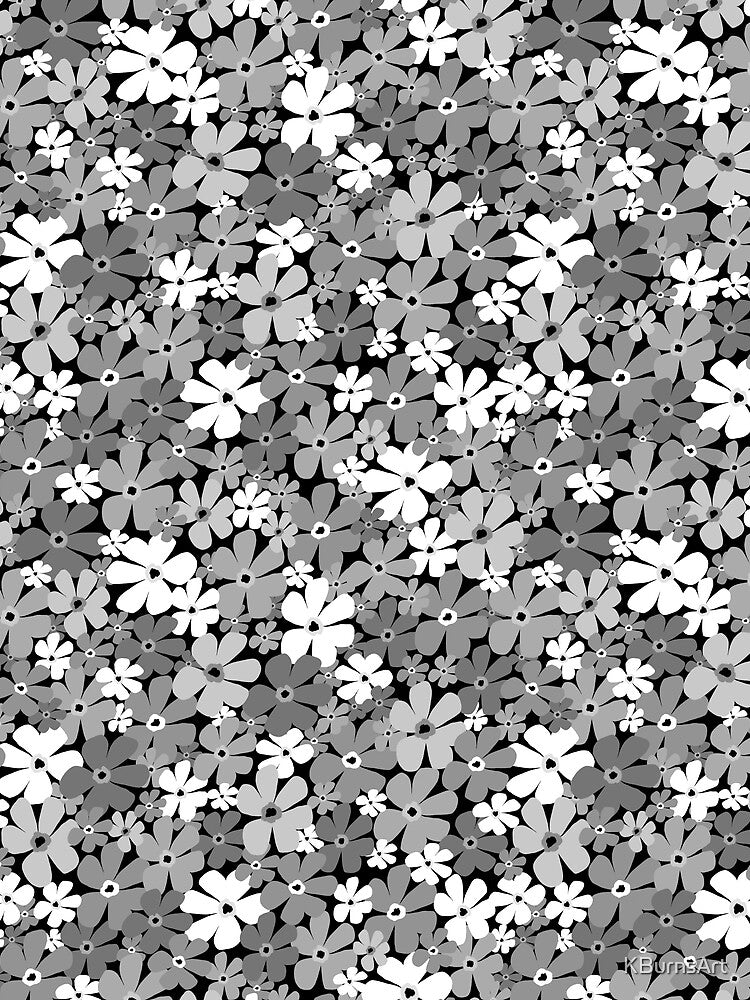 Groovy Daisies - Black White by KBurnsArt
