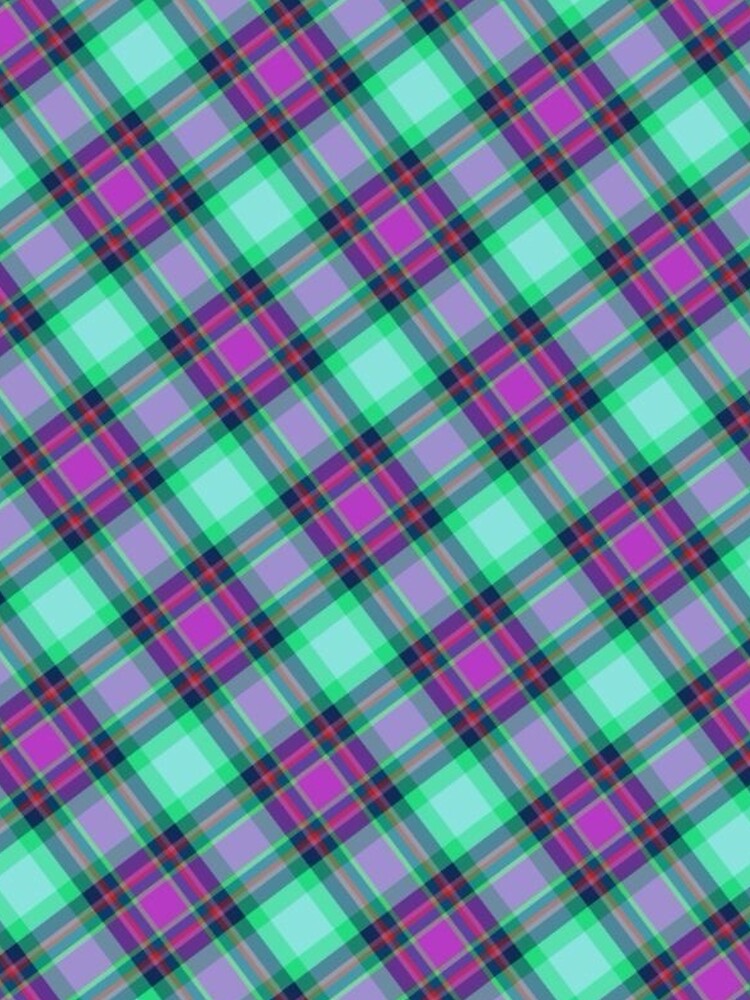 Y2K Purple and Teal Plaid Pattern | Retro 2000s Diagonal Plaid Aesthetic by BrontesWhimsyStore