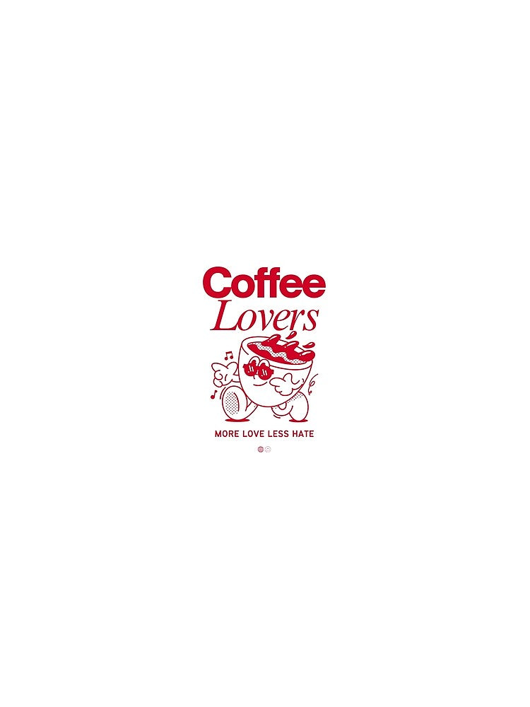 Red and White Illustrated Coffee Lovers T Shirt by SVSocialH