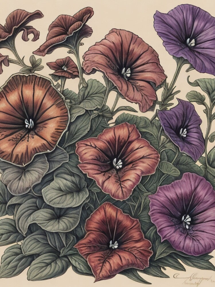 "Hand Drawn" Petunias by Sun-Soles