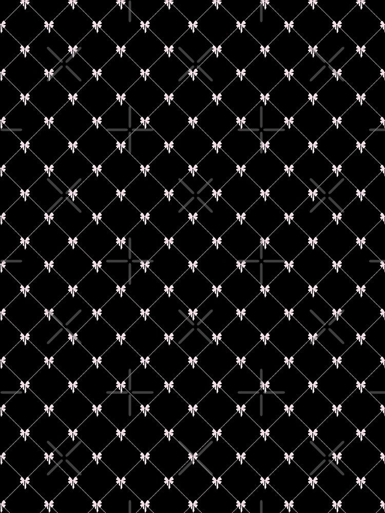 Coquette pink bow pattern on black background by FatBirdie