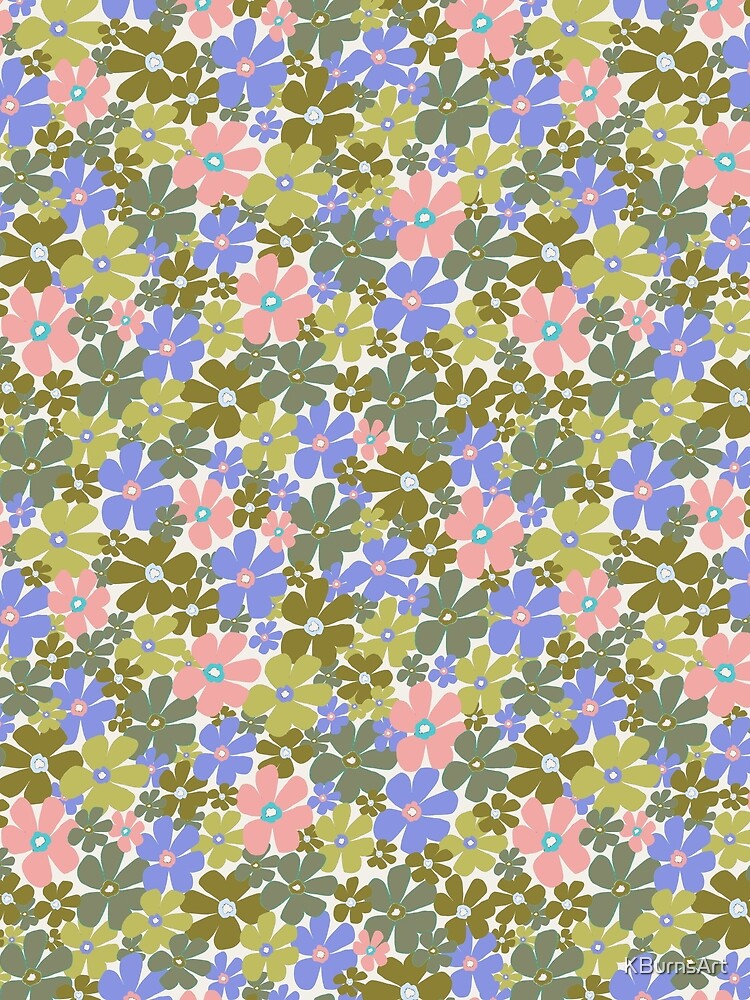 Groovy Daisies - Green Purple by KBurnsArt