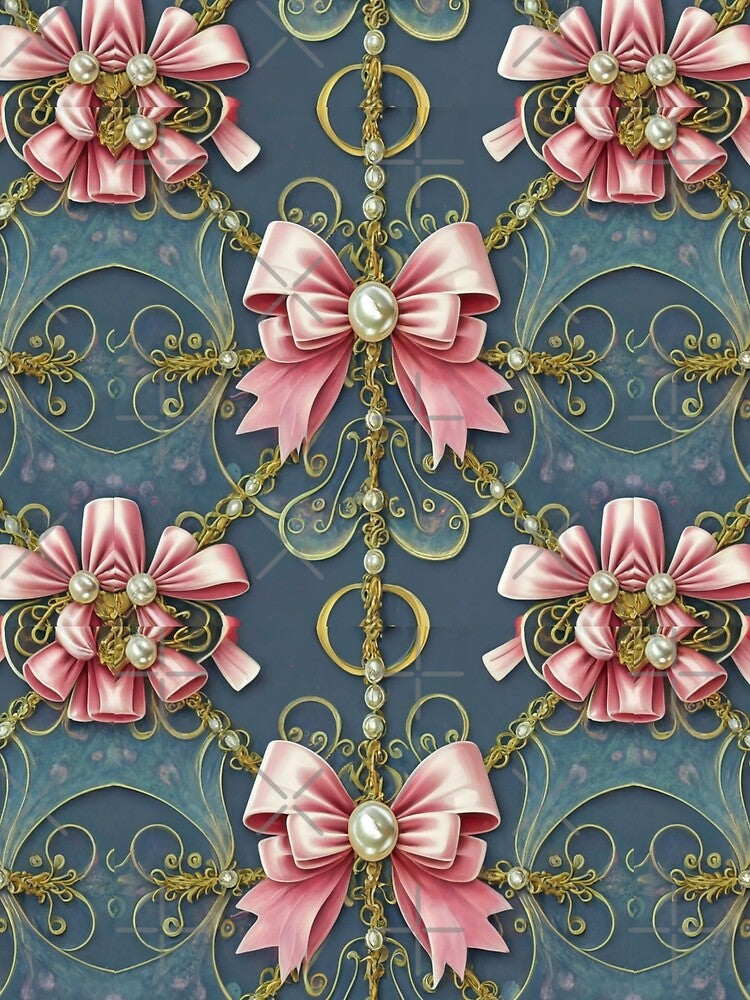 seamless highly detailed vintage pattern design: bows , pearls, Chains by gulka8