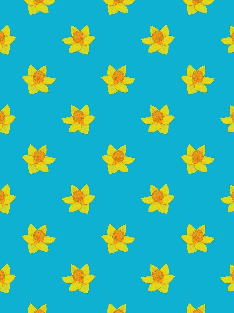 Daffodil Pattern 1 with blue pattern by Paintingsbyapeacock