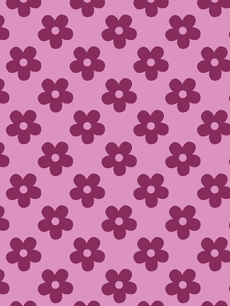 Pink Floral Pattern | Dark Pink Flowers on Light Pink | Retro Light Pink and Magenta Floral Design | Preppy Pink Flower Pattern | Coquette Pink Daisy Flower Seamless Pattern by VivaFy