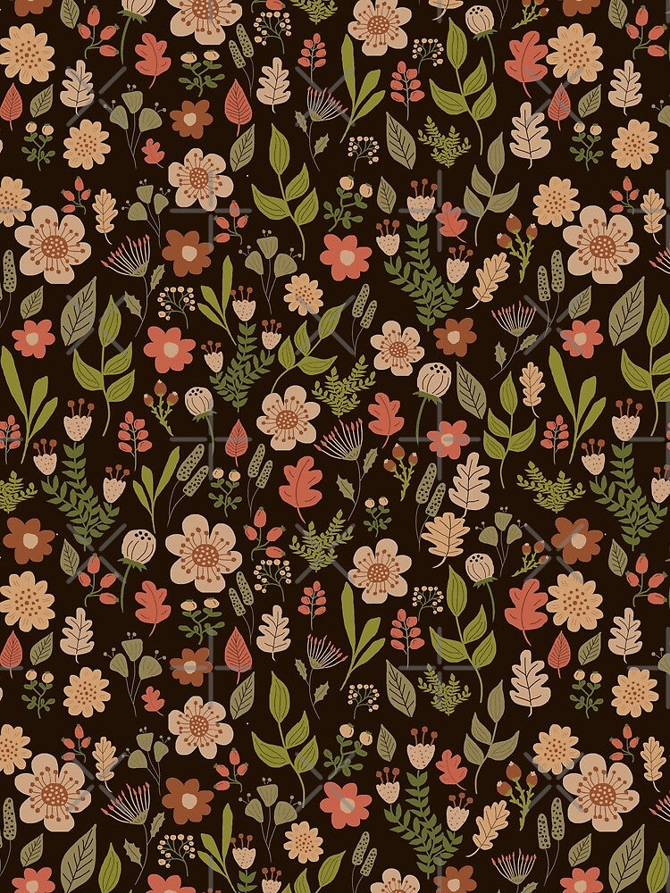 Hand drawn flowers and plants illustration fall colors by PurrfectCorner
