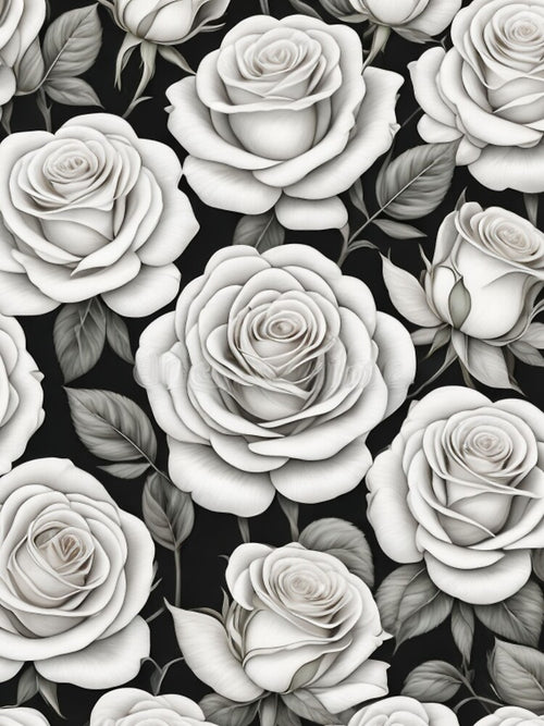 "Hand Drawn" White Roses by Sun-Soles