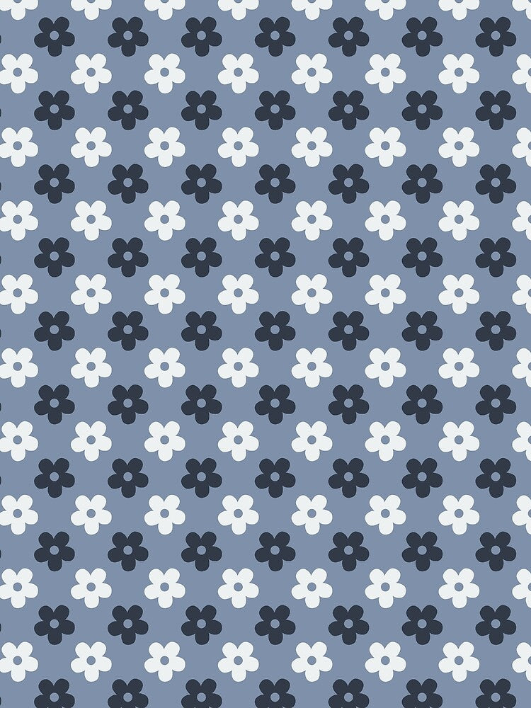 Blue Retro Daisy Pattern Throw Pillow | Gift for Cottagecore Lovers | Floral Aesthetic | Aesthetic Blue Floral Gift for Her | Retro Daisy Decor | Minimalist Blue Floral Pattern by VivaFy