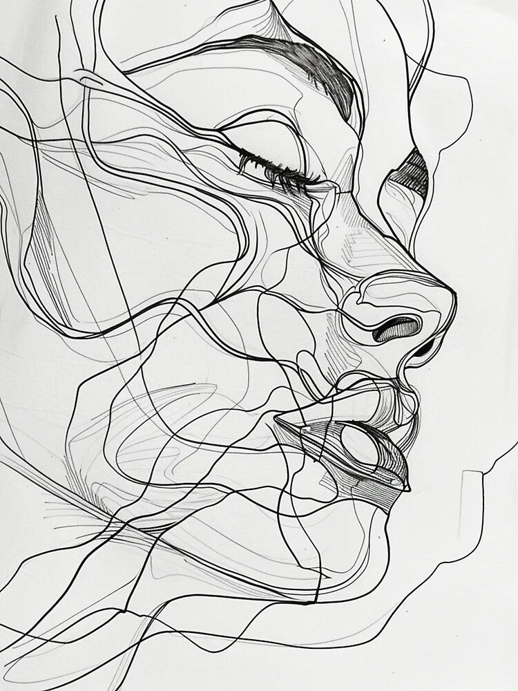 Woman's Face Line Art by Susana Soares
