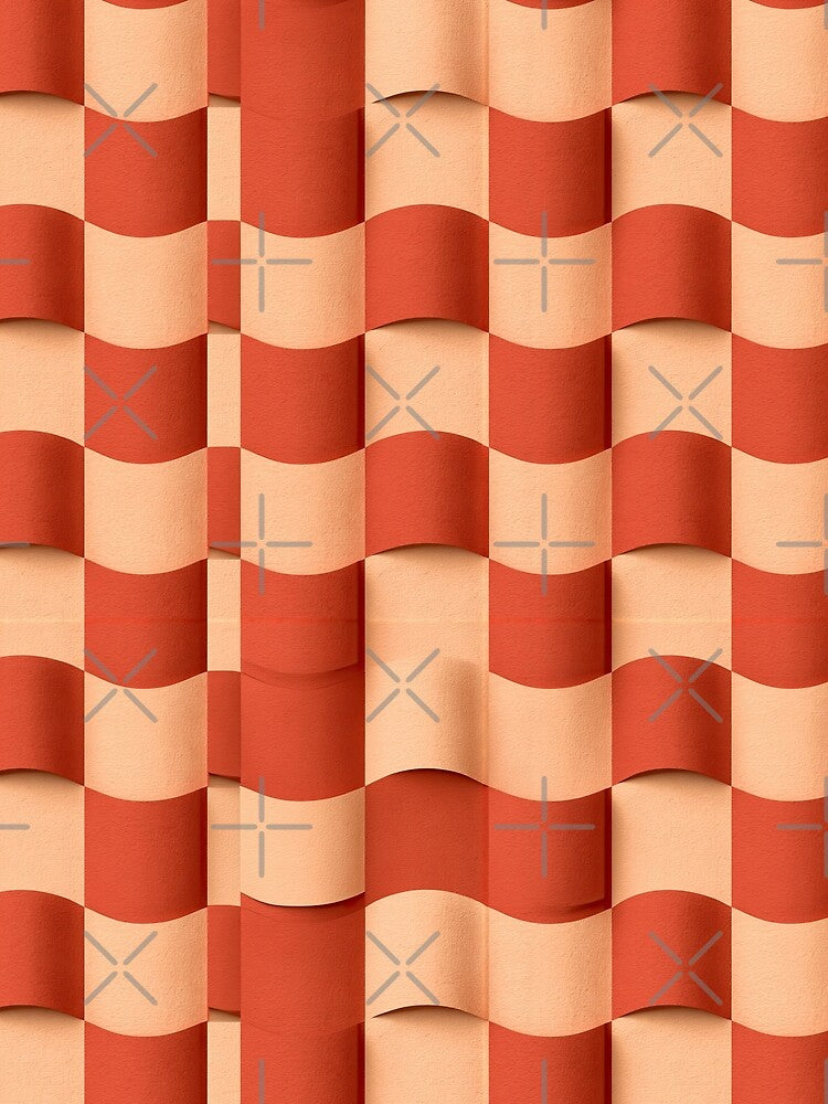 Rust Red Layered Sine Wave Art by Piotrek0001