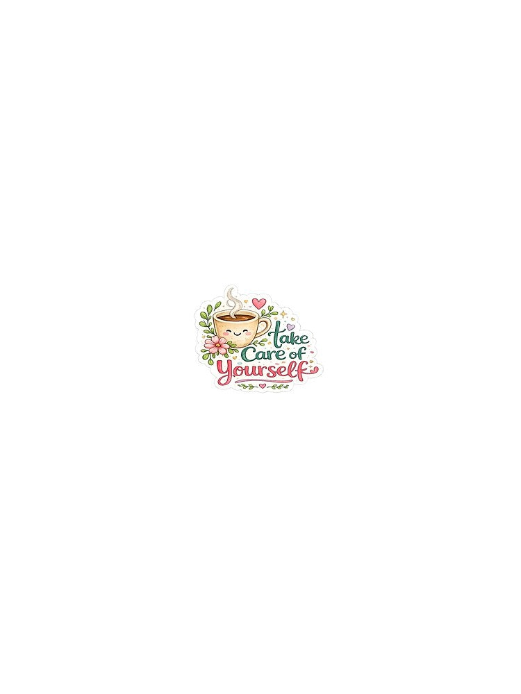 Take Care of Yourself | Cute Coffee Self-Care Sticker | Motivational Quote PNG | Cozy Aesthetic Design by Ishratparween11