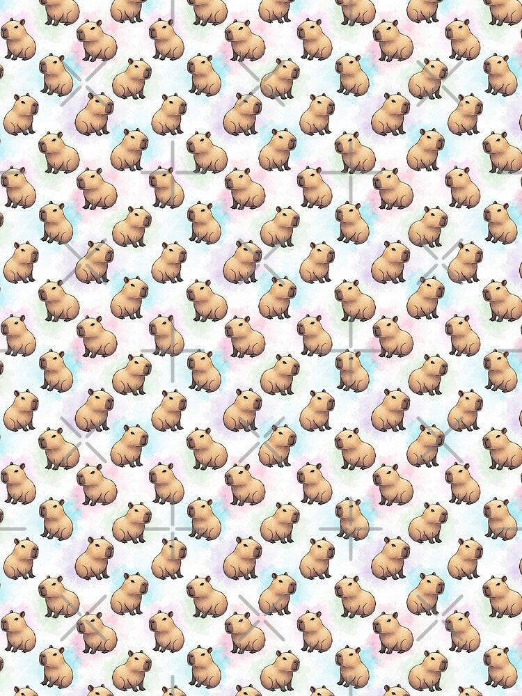 Pastel Watercolor Capybara Pattern by MythicPrompts