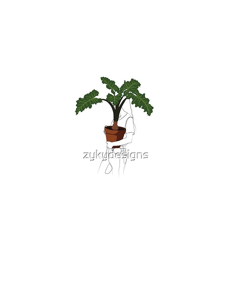 Lady Holding Plant Line Art by zykydesigns