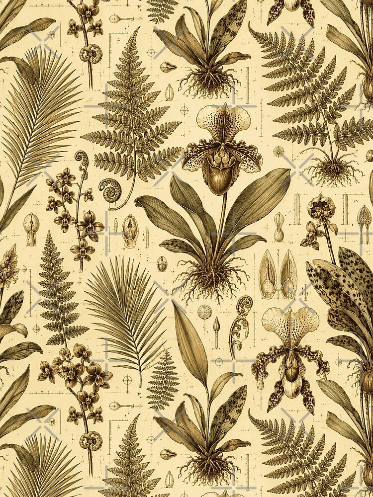 Vintage Victorian Botanical Illustration Seamless Pattern by Inkworksbyshery