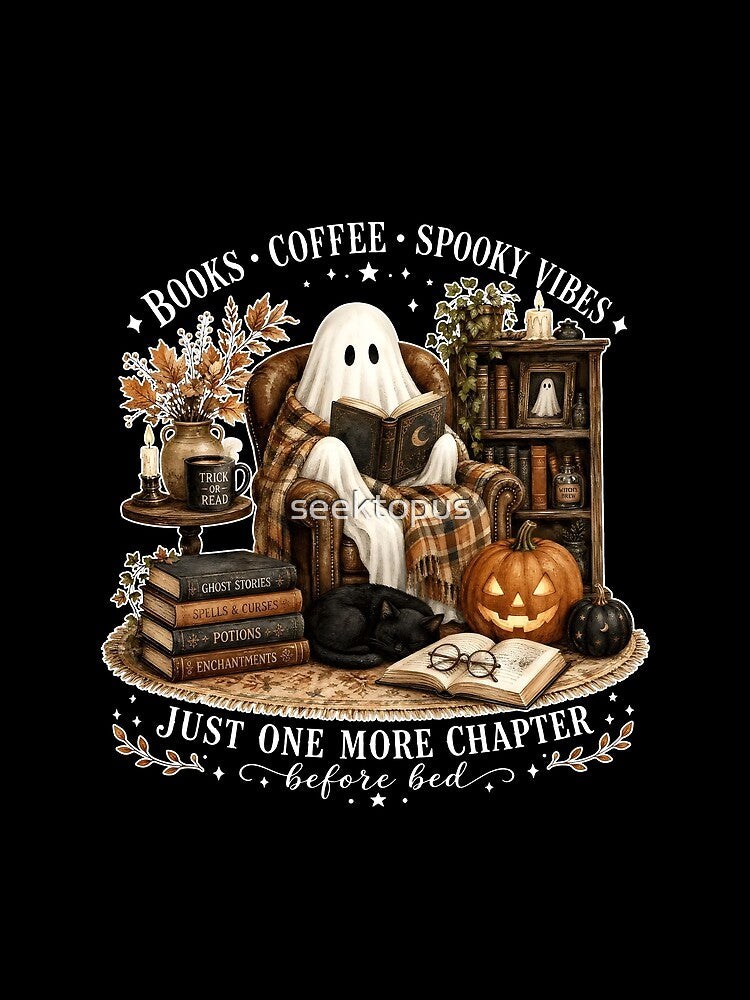 Books Coffee Spooky Vibes Just One More Chapter by seektopus