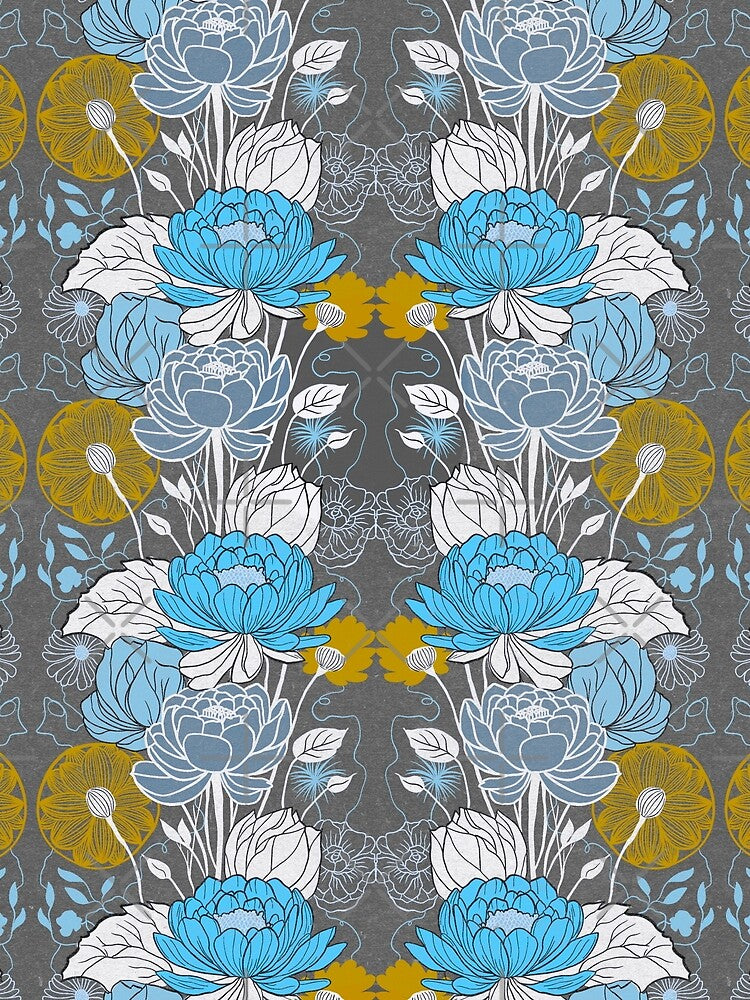 Flower pattern #46 Blue yellow by Patternifly