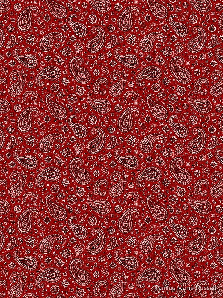 Western Bandana Red Paisley Pattern by Tammy Marie Russell