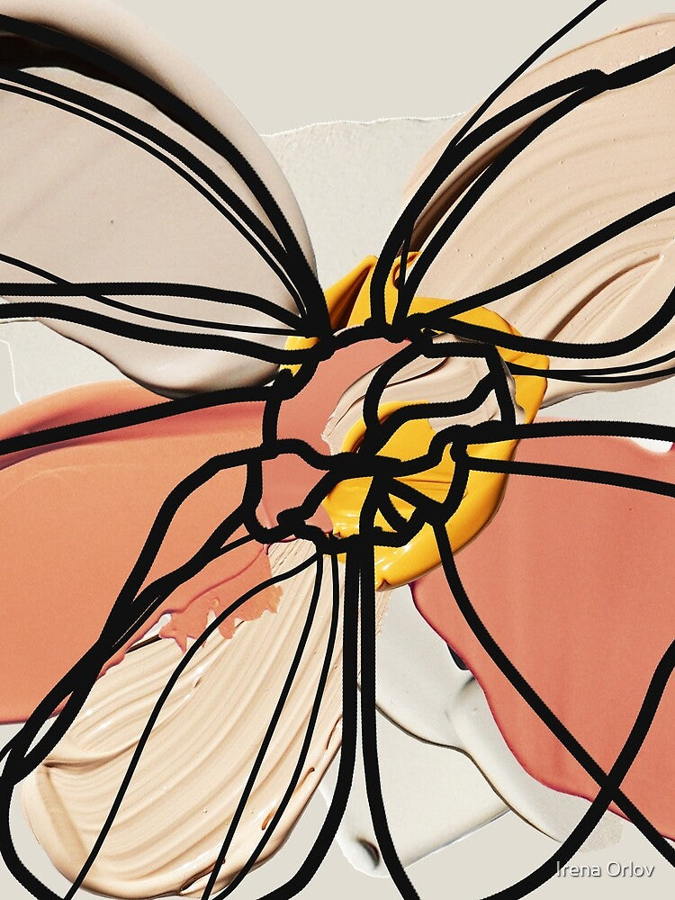 Line Art Minimalist Flower, Neutral Colors, Draw Line, Blue by Irena Orlov
