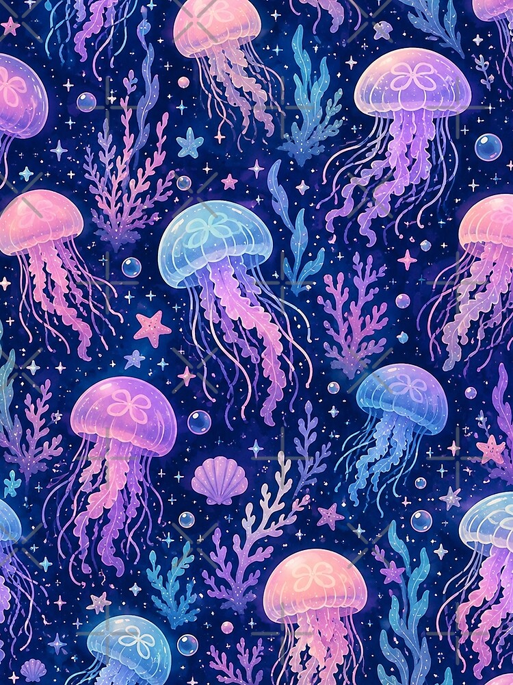 Jellyfish Dreamscape Seamless Pattern – Pastel Ocean Fantasy & Magical Underwater Aesthetic by RJACreative