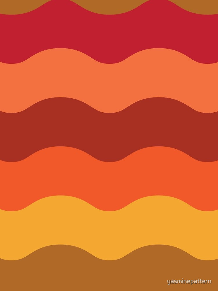 70s retro pattern  red, brown, orange and yellow waves by Yasminepatterns