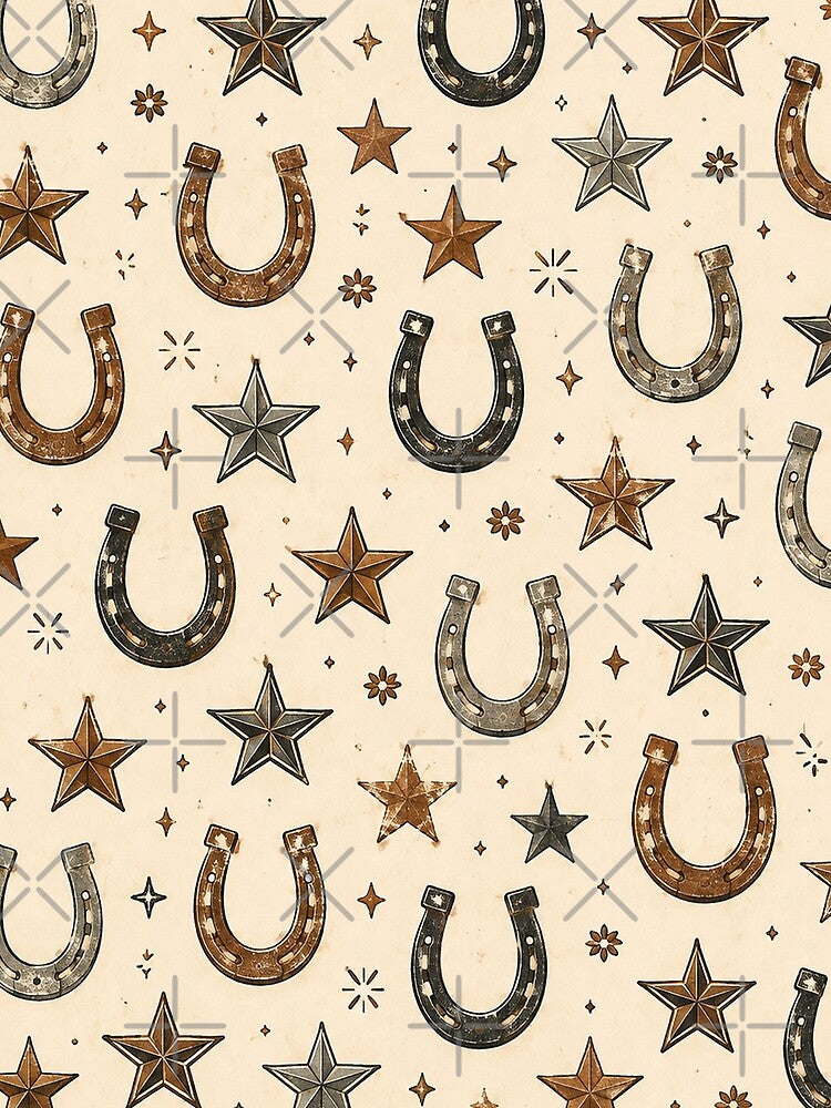 Western Horseshoes & Stars Rustic Cowboy Pattern by RJACreative