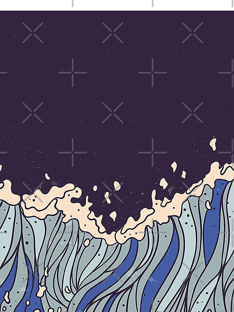 Abstract Ocean Waves in The Night - Aesthetic Japanese Style Water Flow by Art JSMY