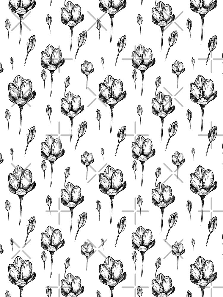 Flowers. Hand-drawn sketches. Black and white pattern by Canatic