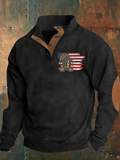 Men's Aintage Veteran Flag Print With Stand Collar Unisex