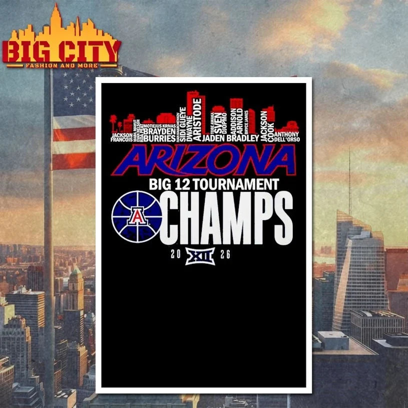 Official Arizona Wildcats Big 12 tournament champs 2026 name sky line Unisex