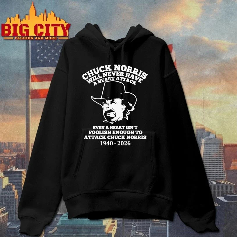 Official Chuck Norris will never have a heart attack even a heart isn’t foolish enough to attack Chuck Norris 1940-2026 shirt