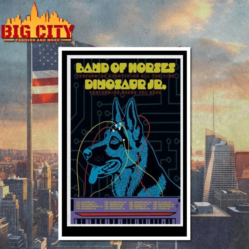 Official Dinosaur Jr. and Band of Horses Tour July 2026 Poster Unisex