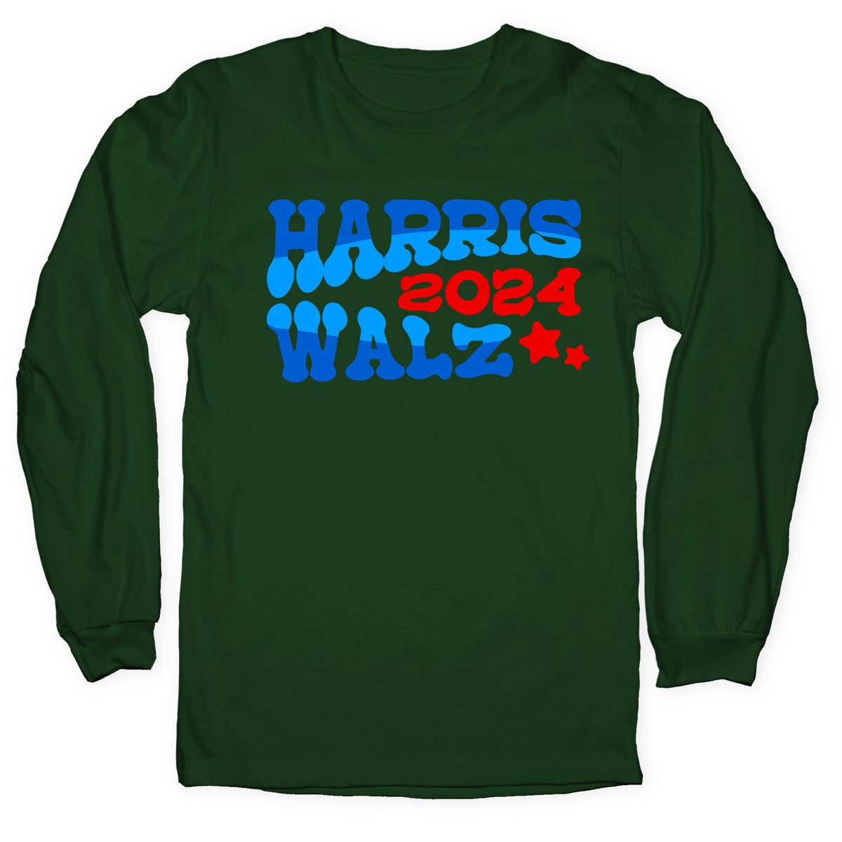 Harris Walz 2024 Retro Text Longsleeve Tee Unisex