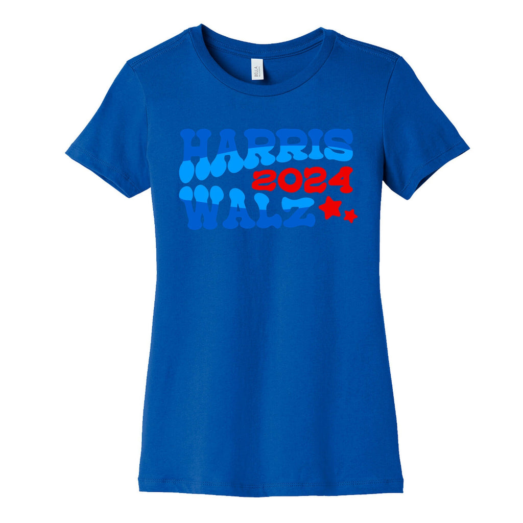 Harris Walz 2024 Retro Text Womens Cotton Tee Unisex