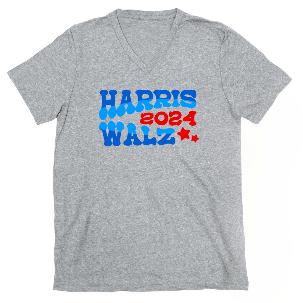 Harris Walz 2024 Retro Text V-Neck Unisex