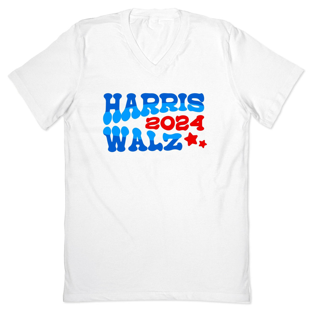 Harris Walz 2024 Retro Text V-Neck Unisex